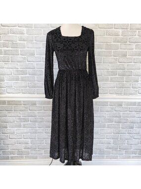 NWT Sweet Salt Black Velvet Burnout Dress Midi Whimsigoth Dark Romantic XS Modes